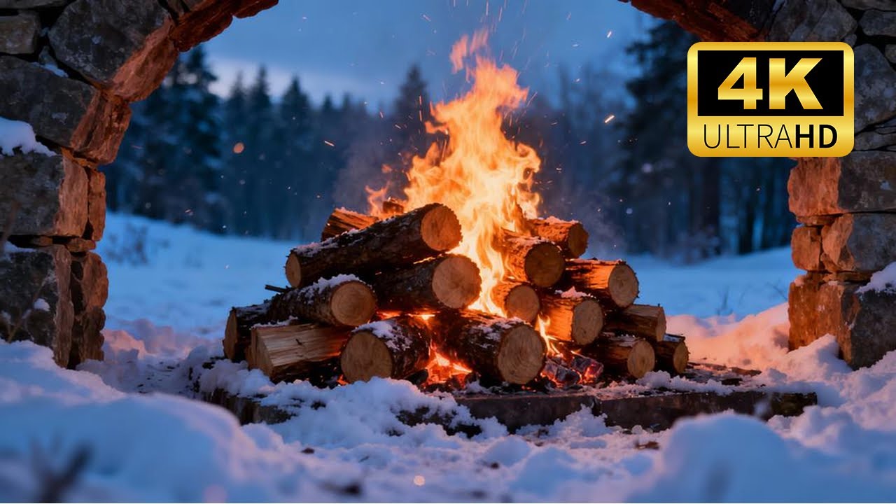 Christmas Fireplace 4K 🔥 Burning Fireplace & Crackling Fire Sounds (NO Music) #34 #fireplace