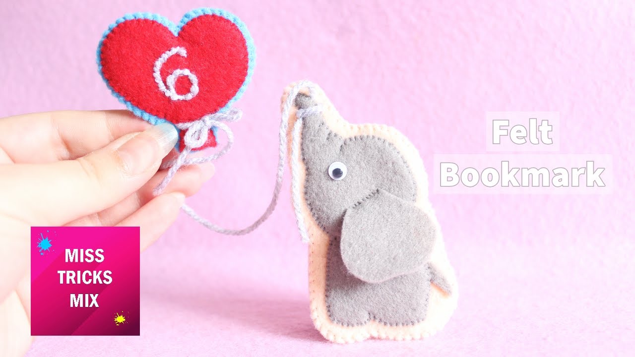 DIY: Cute Elephant Felt Bookmark | Felt Crafts.