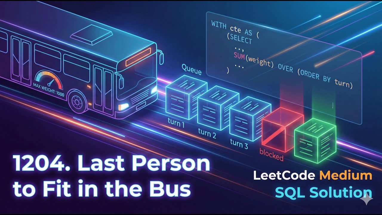 Can They Fit? LeetCode 1204 with SQL Running Totals & Window Functions|Last Person to Fit in the Bus