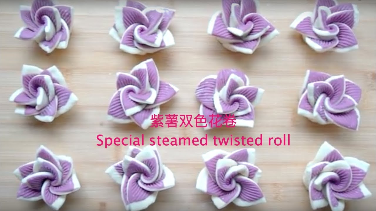 【西北小强English Sub】创意紫薯双色花卷，香甜松软- Steamed twisted/bread roll,Purple sweet potato