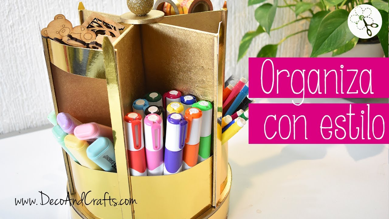 Organizador de Escritorio Giratorio para plumones de carton | DecoAndCrafts