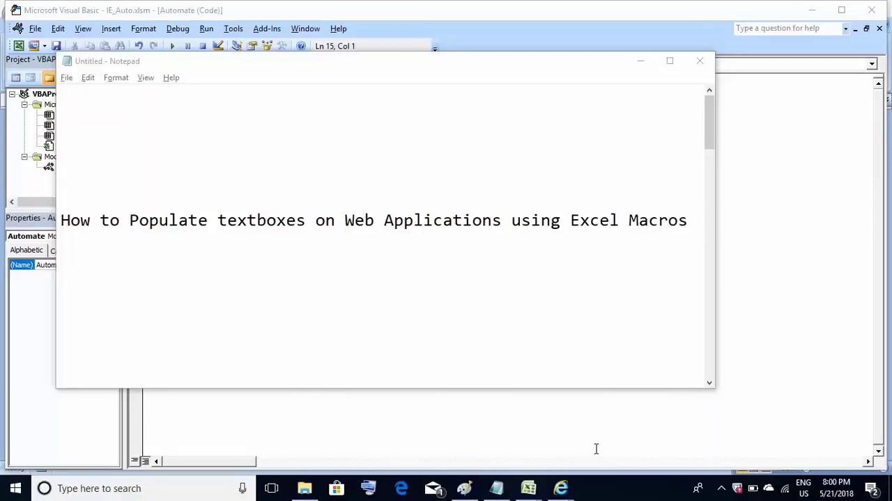 How to Populate text boxes on a web page using excel macros