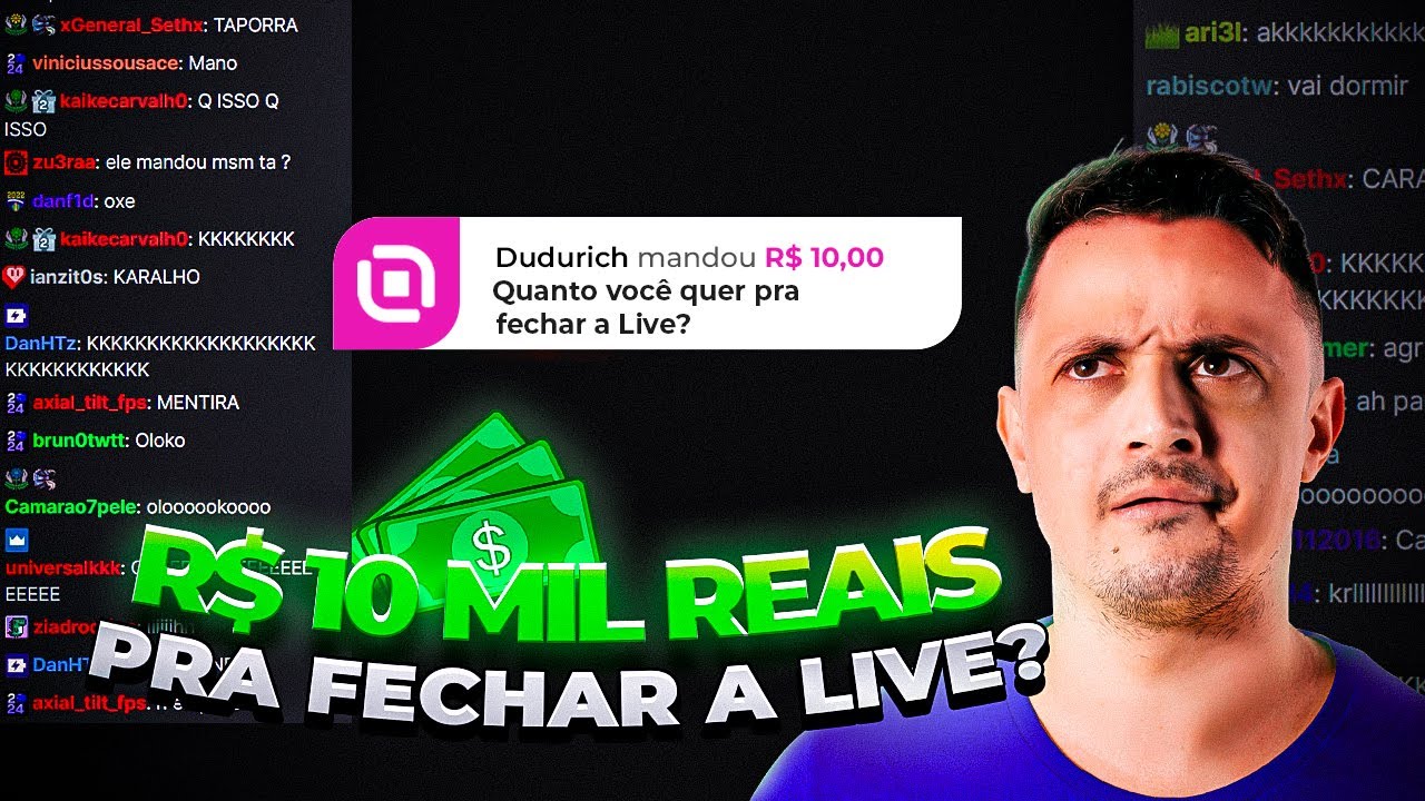 R$10 MIL S&Oacute; PARA FECHAR A LIVE?! 😱 Veja o que rolou AO VIVO! 💰