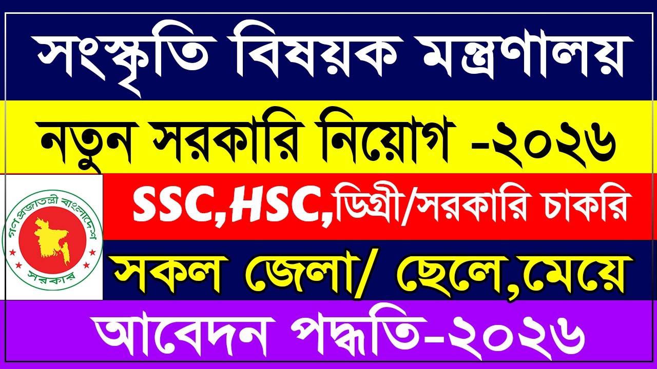 🔥 সংস্কৃতি বিষয়ক মন্ত্রণালয় নিয়োগ বিজ্ঞপ্তি ২০২৬ | সরকারি চাকরি ২০২৬ | NANL Govt Job Circular 2026