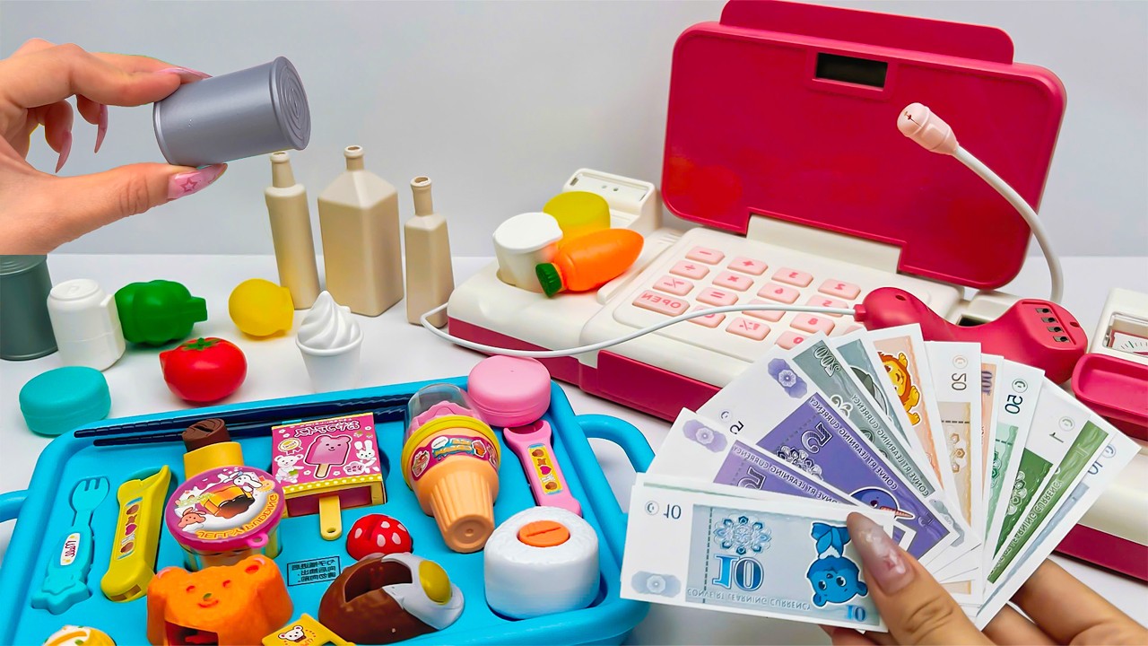 40 Minutes Satisfying with Unboxing Automatic Cash Register Playset & Eating Toys ASMR 🛒 장난감 계산대 놀이