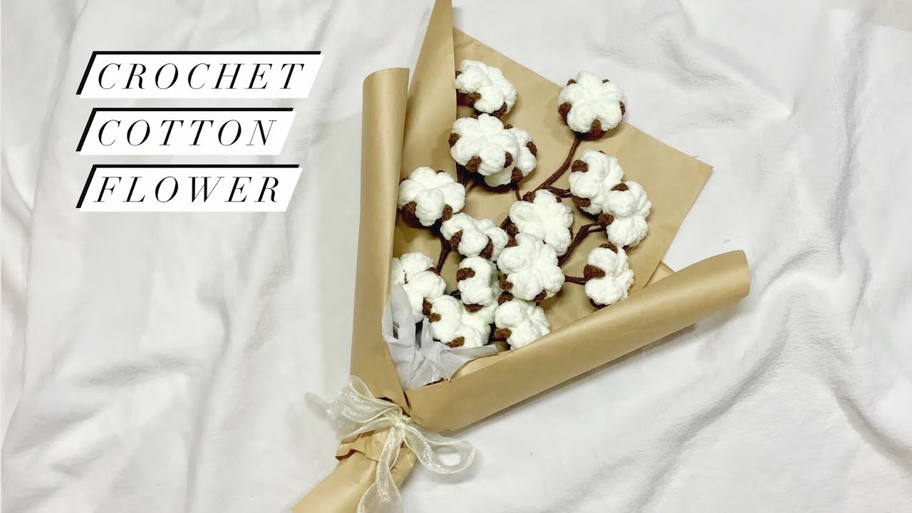 Cách móc hoa bông gòn đơn giản| Crochet cotton flower| Cỏ crochet