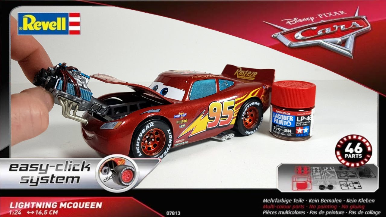 LIGHTNING MCQUEEN - DISNEY CARS / ЛЕГКО СТРОИТЬ И КРАСИТЬ / REVELL 1/24 / PIXARS