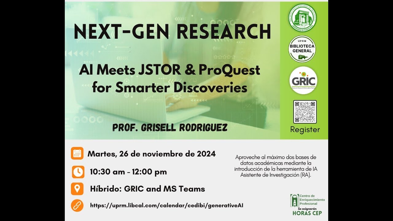 Next-Gen Research: AI Meets JSTOR & ProQuest for Smarter Discoveries (26/nov/2024)