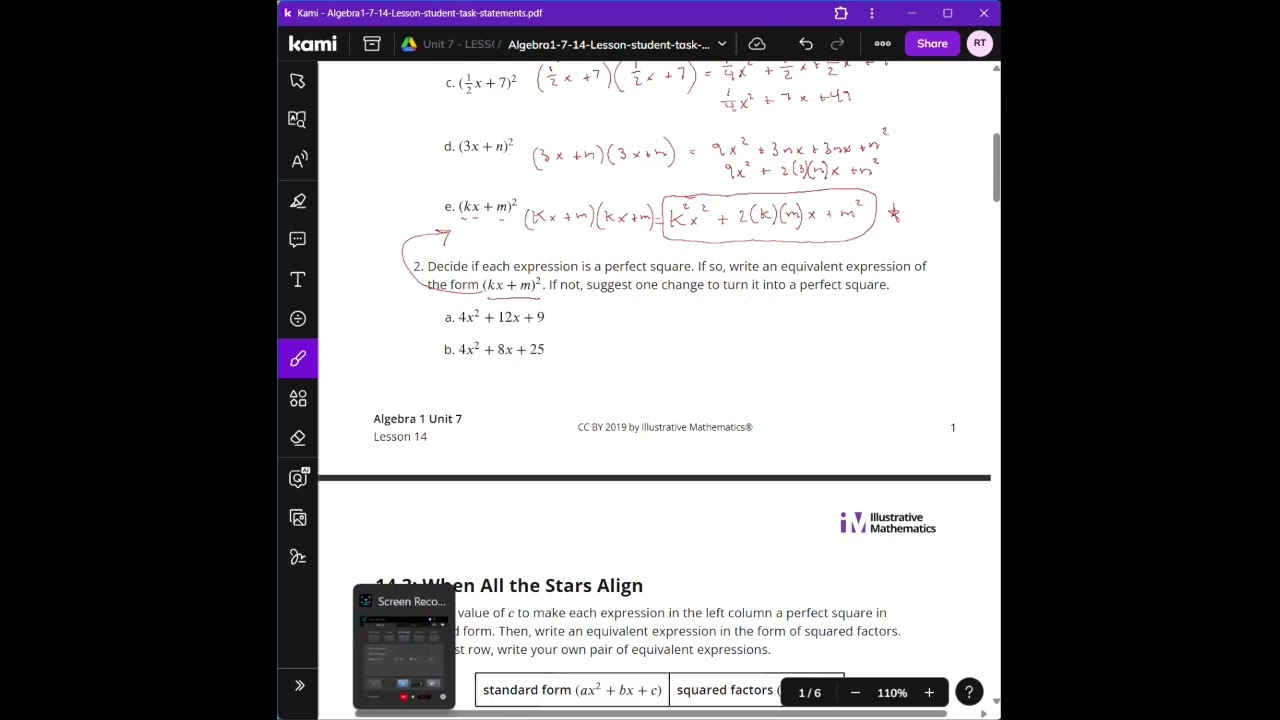Algebra 1 - UNIT 7.14