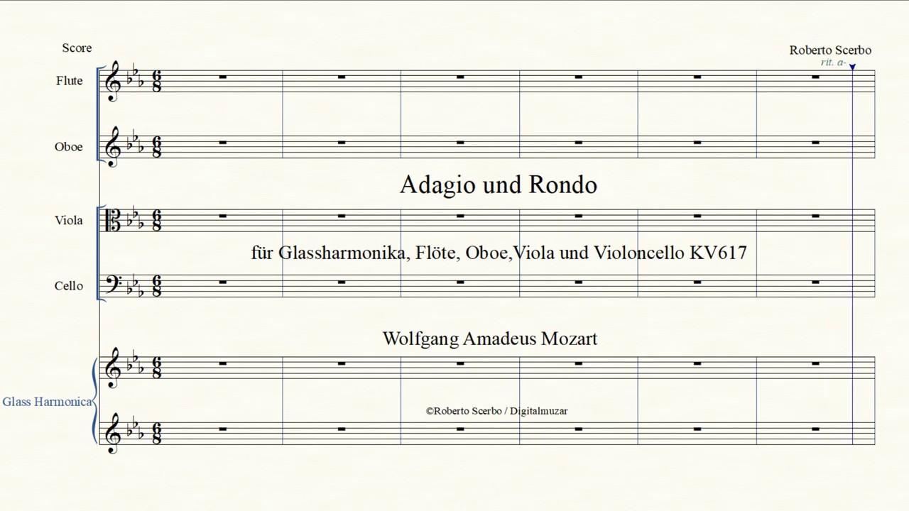 Adagio & Rondo für Glassharmonika Flöte Oboe Viola Violoncello KV617 W A  Mozart