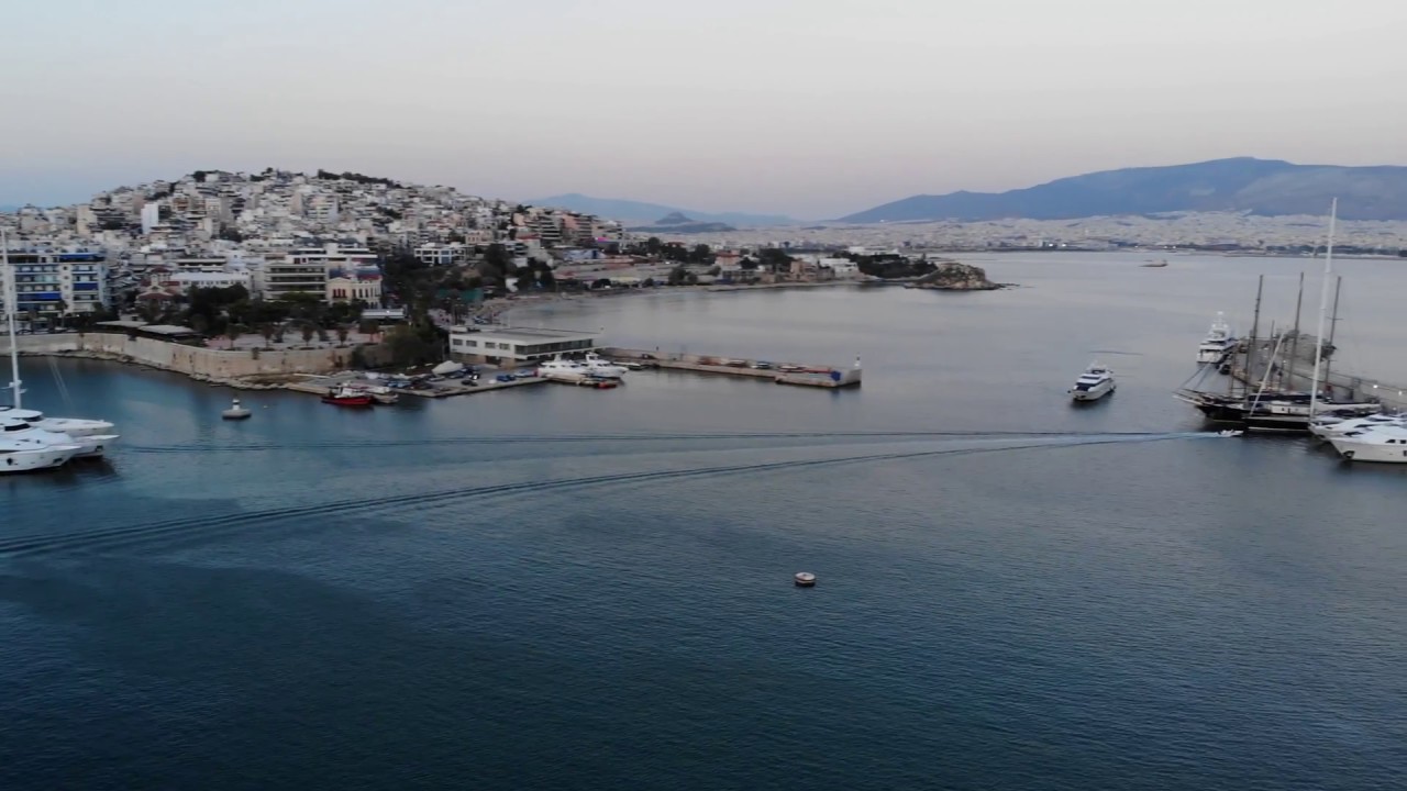 Zea Marina by Drone in the Evening | Bay of Zea | Piraeus | Greece | 4K