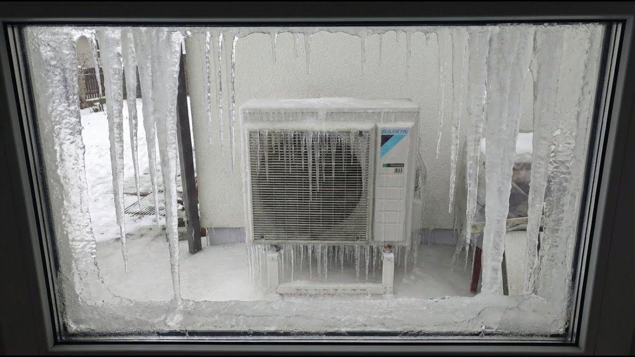 Тепловой насос зимой, лед, Daikin Altherma 3