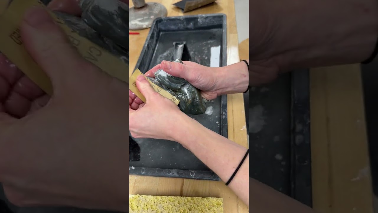 Wet sanding soap stone