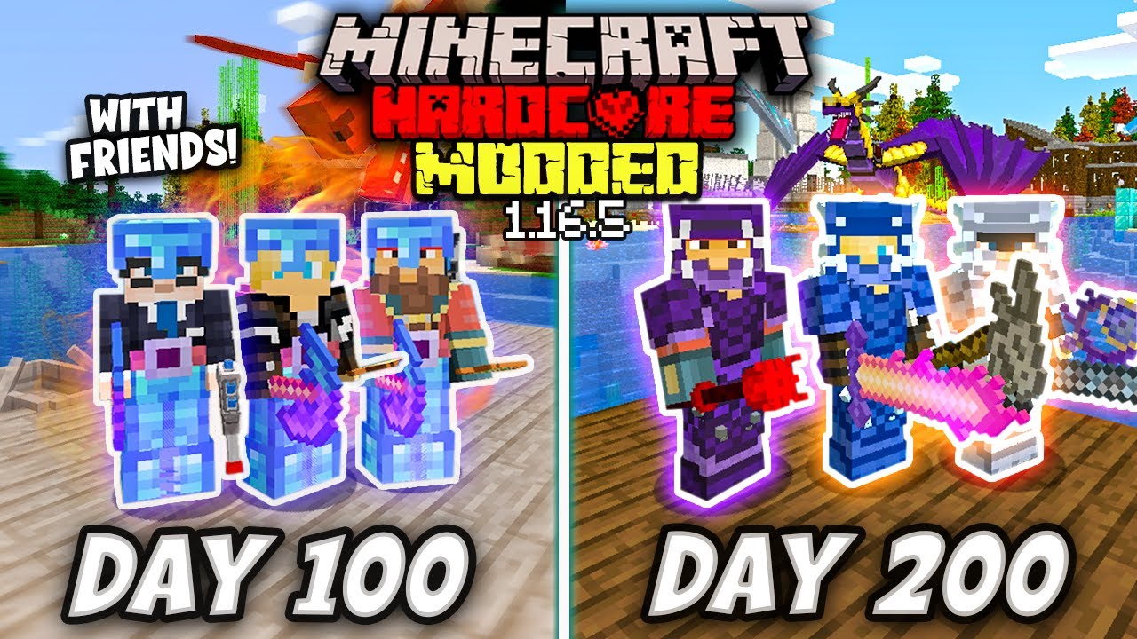 SURVIVING 200 DAYS IN HARDCORE MODDED MINECRAFT WITH FRIENDS