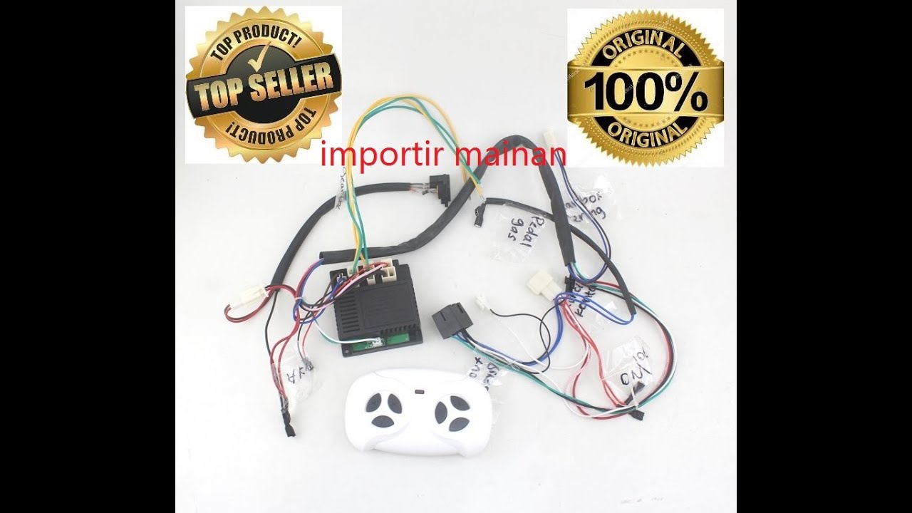rangkaian kabel dan cara konek receiver box mobil aki 12V merek JR1705 remote + receiver box