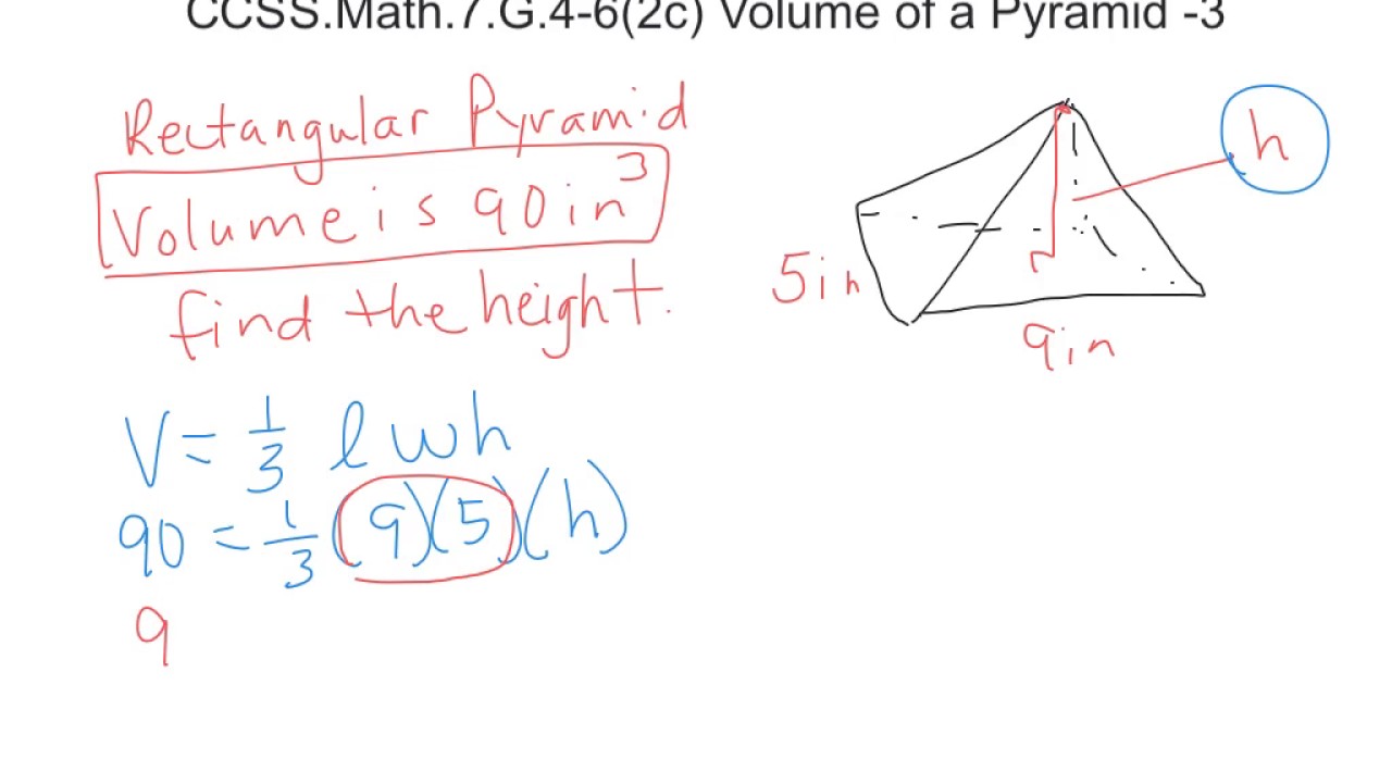 CCSS.Math.7.G4-6(2c) Volume of pyramid -find the height