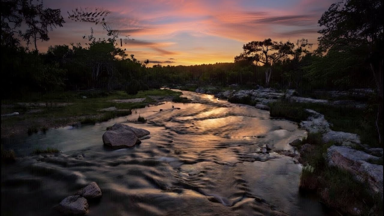 Relaxing Texas River Flow in Hill Country – 10 Hours White Noise for Deep Sleep | Black Screen