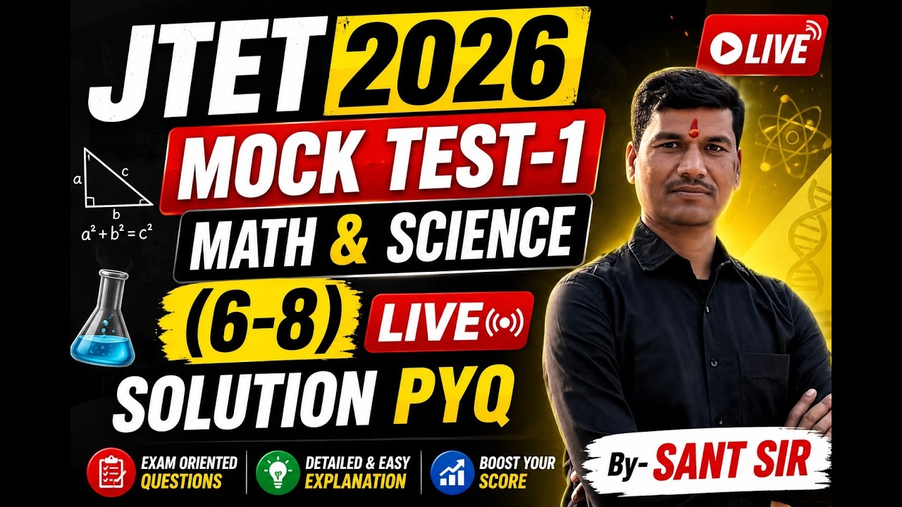 Mock Test-1 Solution || Math & Science (6-8)  #jtet2026 #jtet #santsir #jtetmaths #jtetscience