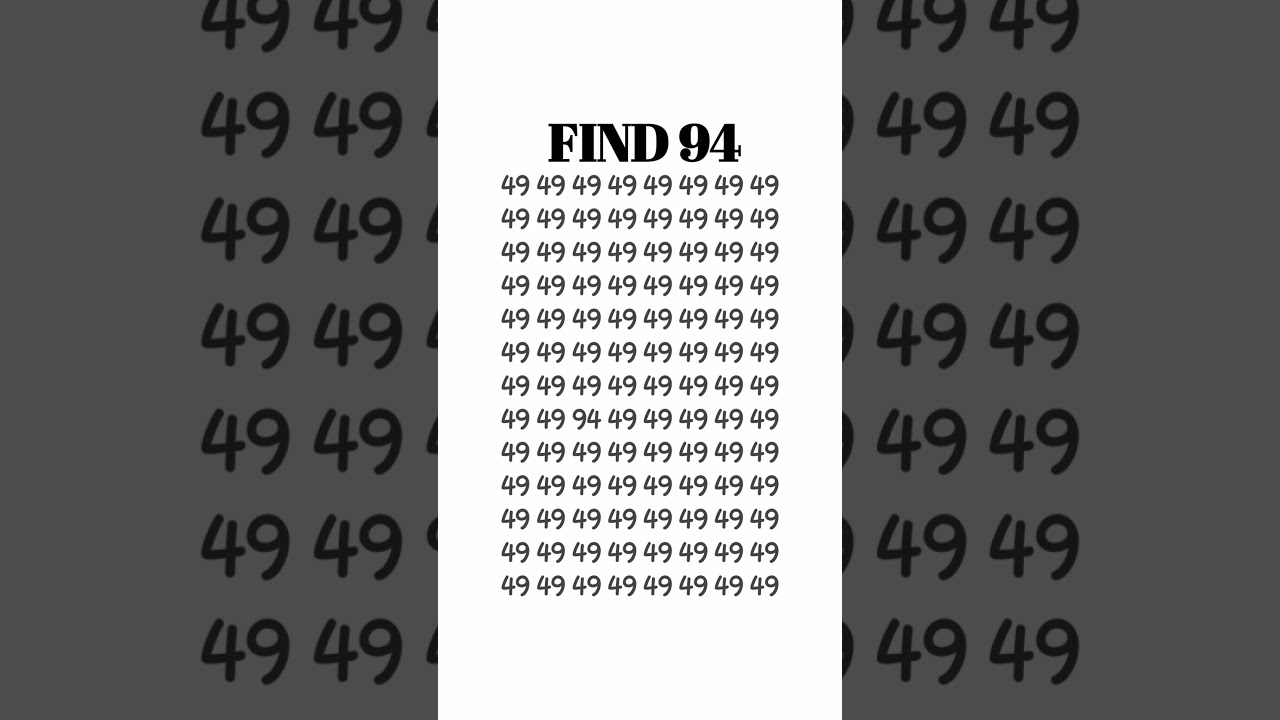 Test your eye speed: Find 94 in 5 seconds #shorts #iq #iqtest #maths