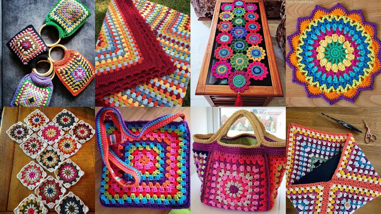 Mostl Beautiful Free Crochet Granny Square Items patterns 