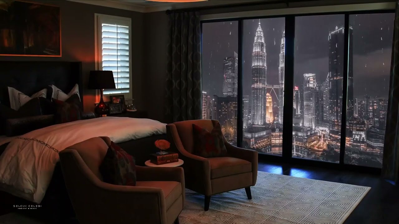 Luxury Apartment Ambience From Kuala Lumpur, Malaysia. Rain & Thunder Sounds for Sleep & Relaxation
