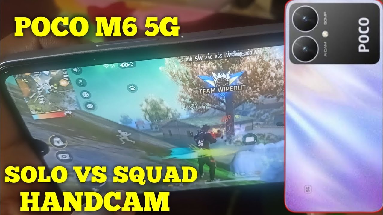 POCO M6 5G Free Fire Handcam Solo VS Squad