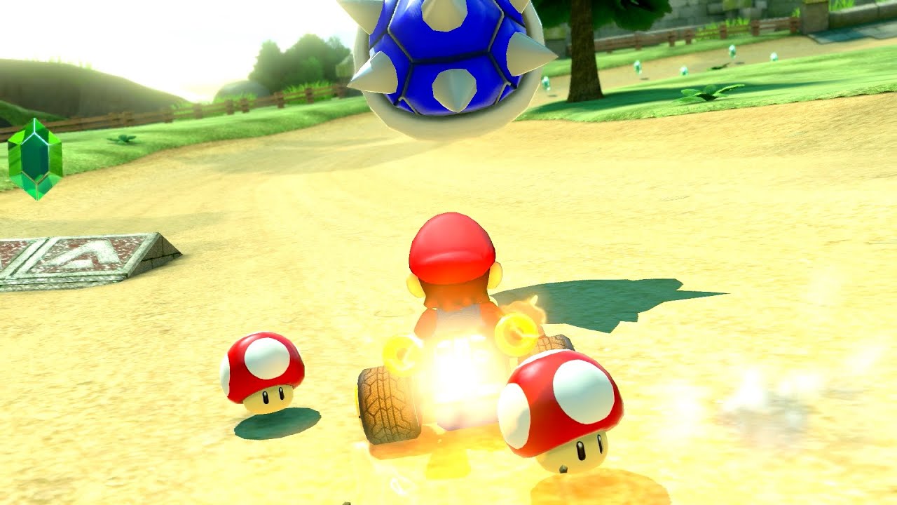 Как увернуться от синего снаряда в Mario Kart 8 Deluxe (с грибом)