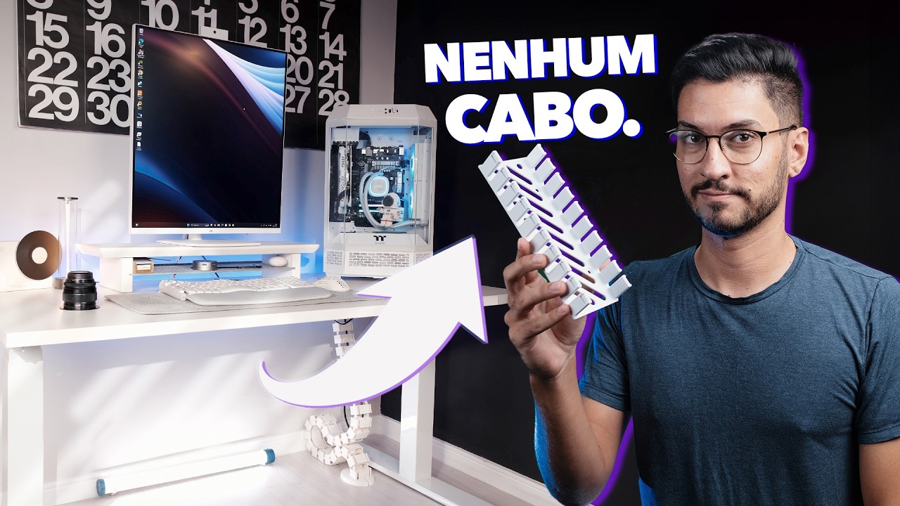A solução definitiva para ORGANIZAR os cabos da mesa! (tutorial cable management)