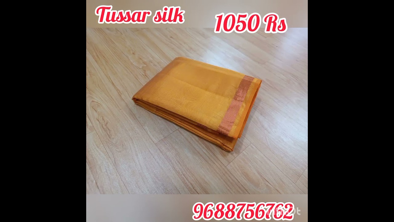 Tussar silk plain Saree with small copper zari border with blouse price 1050 Rs Ship extra