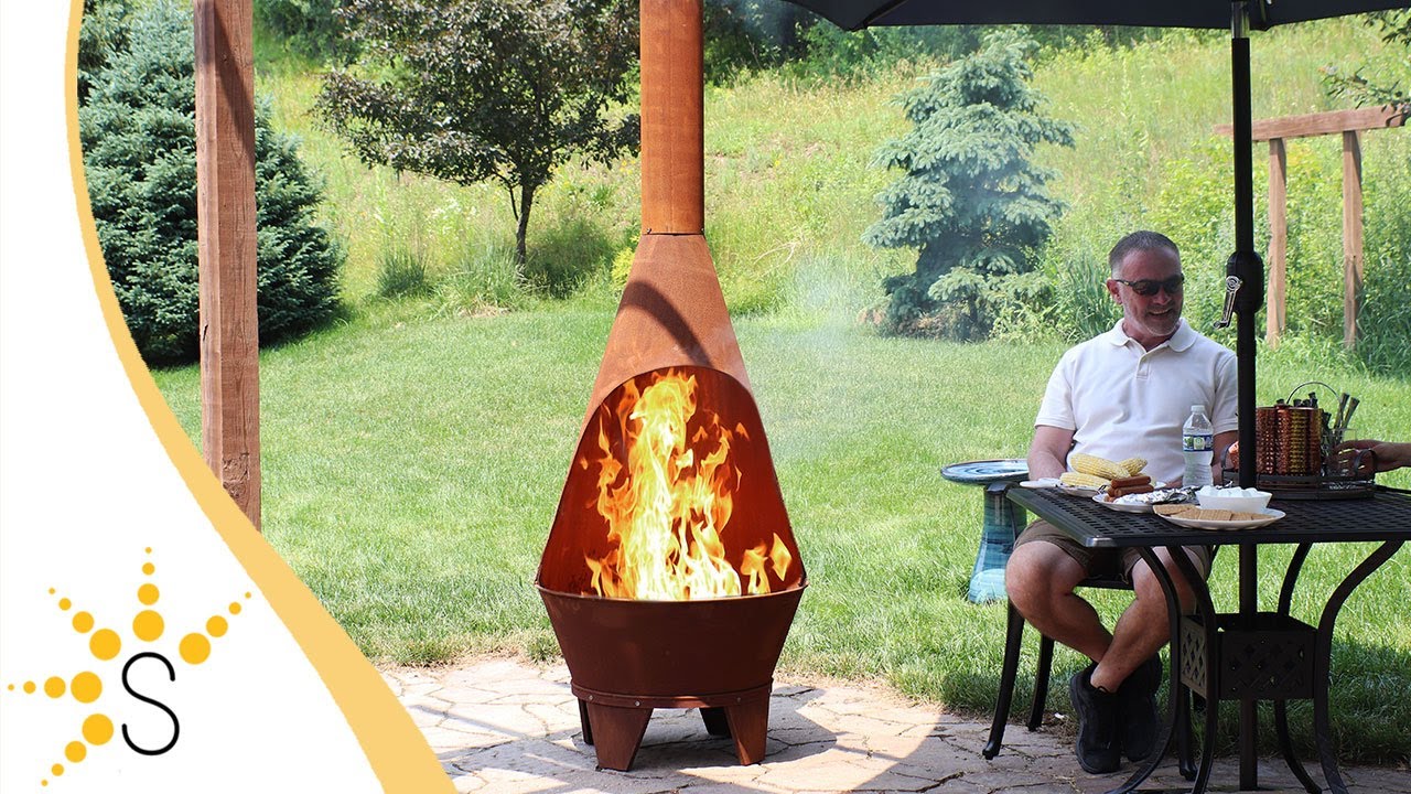 Sunnydaze 6' Wood-Burning Chiminea Fire Pit with Grill Grate - Rustic - RCM-LG799