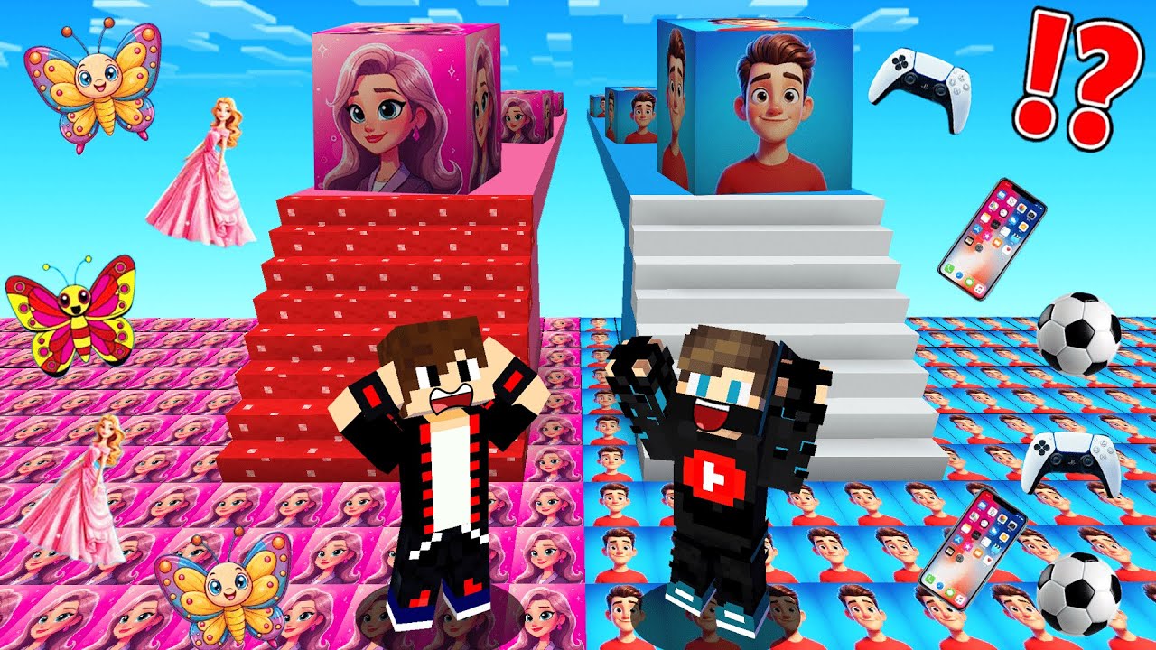 ماين كرافت : حرب طريق حظ ولكن حظ البنات ضد الأولاد !!؟ 😱🔥