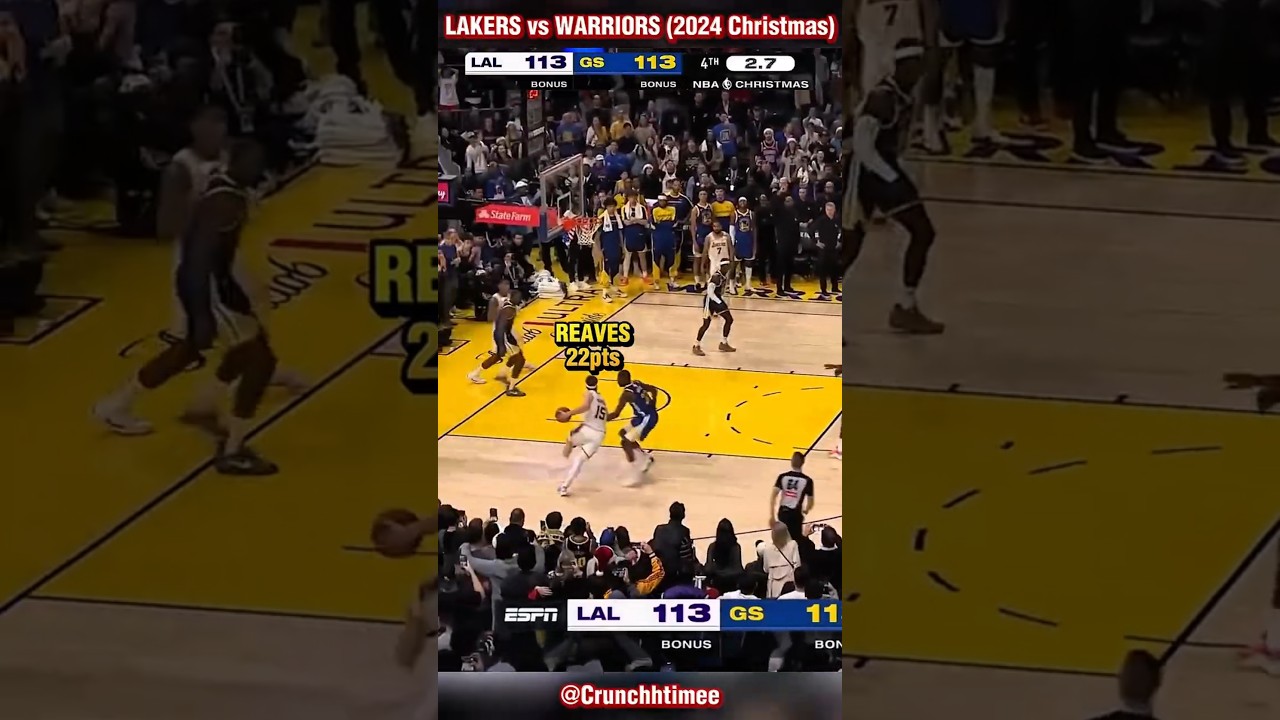 Clutch Reaves! Lakers vs Warriors 2024 Christmas Ending PART 2 #nba #lebronjames #stephencurry