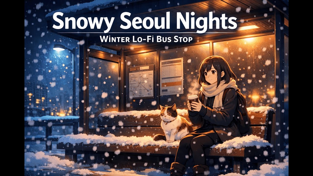 Snowy Seoul Nights ❄️🇰🇷 | Winter Lo-Fi Bus Stop Vibes