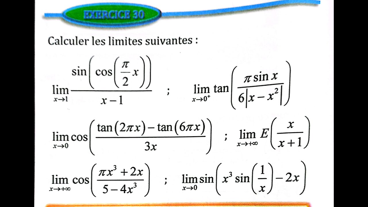Limite et continuité 2 bac SM Ex 29 et 30  page 54 Almoufid
