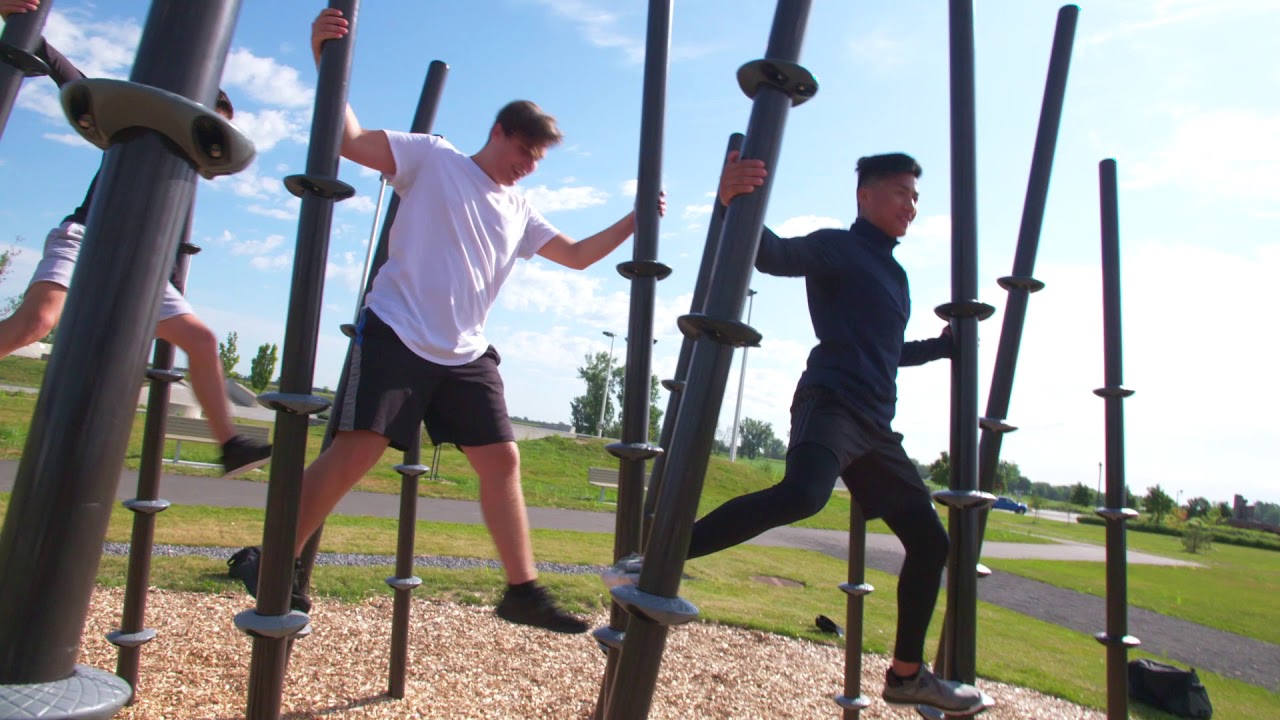 TREKFIT Outdoor Fitness Equipment - Outdoor Obstacle Course for parks - Bamboo Jungle