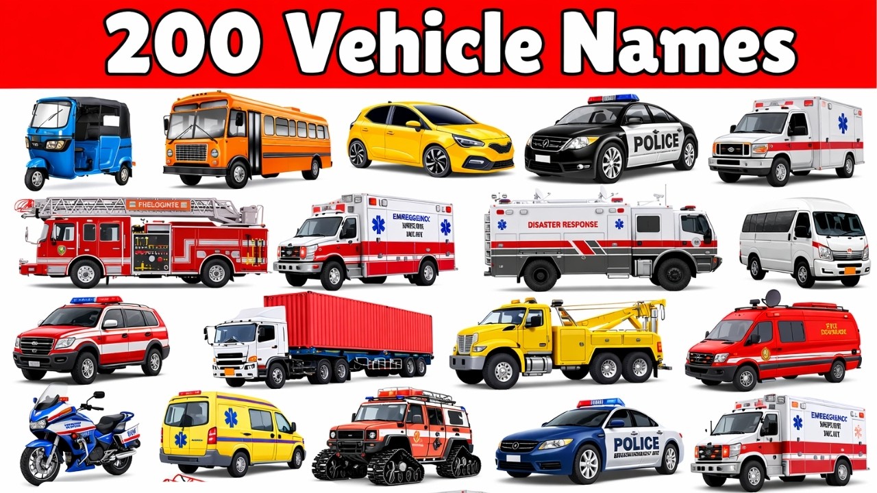 200 Vehicle Names for Kids | Learn All Vehicles with Pictures | Vehicles Names in English