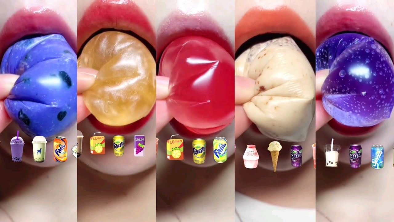 asmr ICE TEA YOGURT SODA JUICE 🥤🧋🍹 THAI MILK BOBA TEA COLD DRINKS DRINKING 이모지 먹방 satisfying sounds