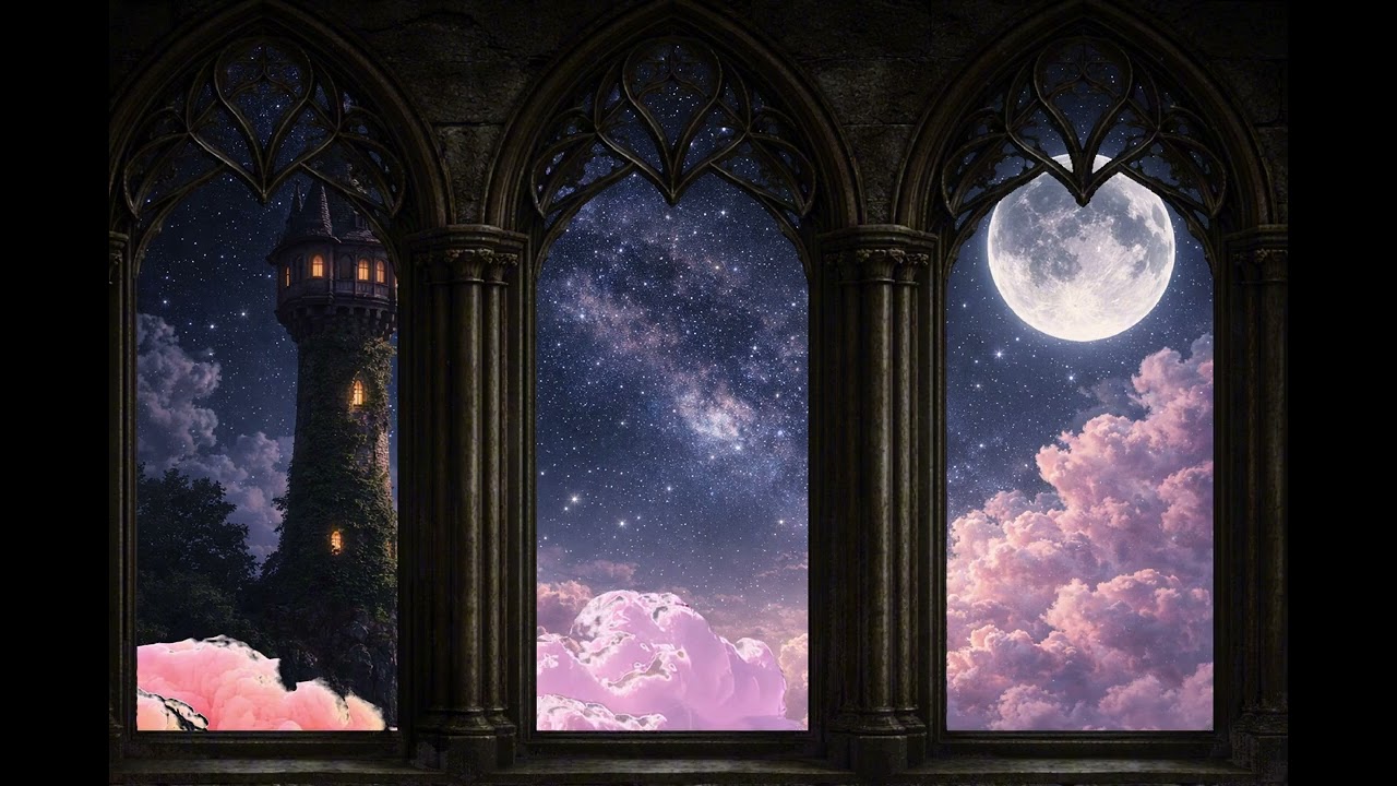 Elven Window🌿 | Windy Starry Sky ✨ | Night Ambience for Sleep, Study & Relax | 2 Hours