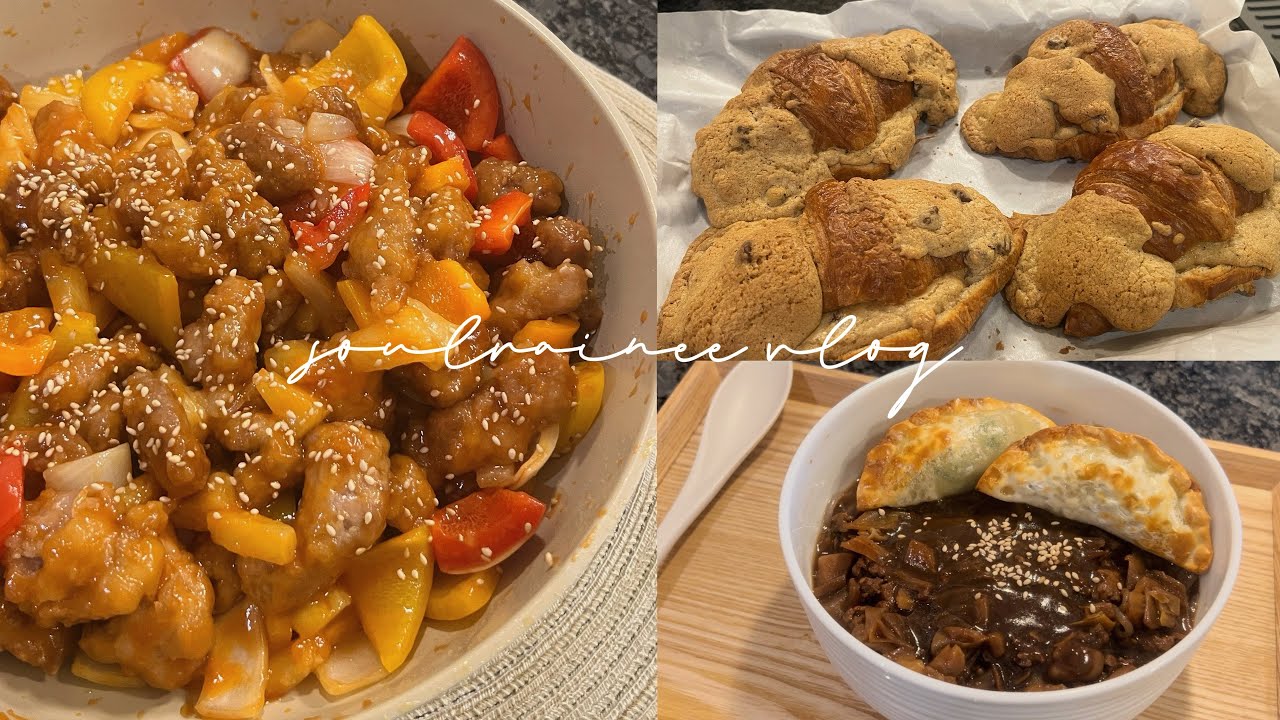 aesthetic cooking vlog 🥐🍪| what I eat in a week | tiktok viral crookie recipe, home cafe