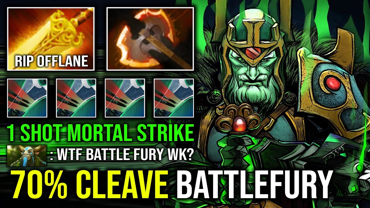 How to Offlane WK 70% Cleave Damage Battle Fury 1 Shot Mortal Strike Wraith King Dota 2