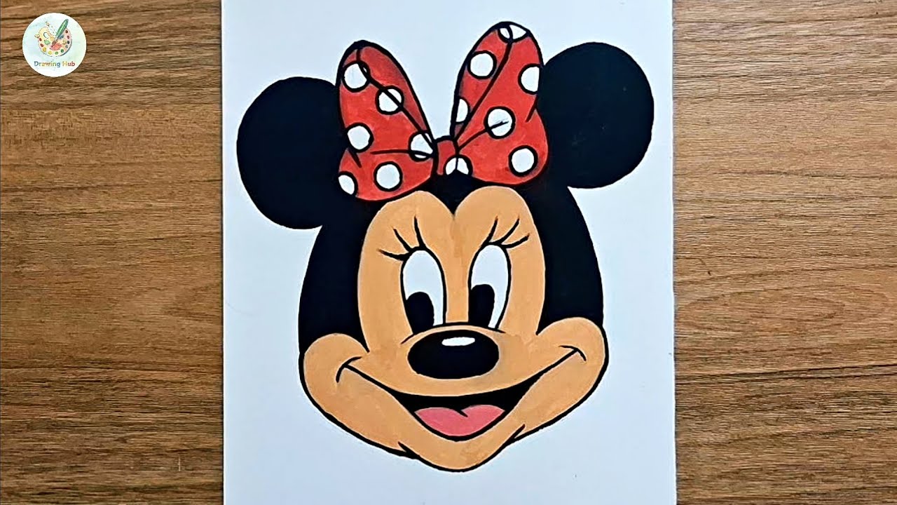 How To Draw Minnie Mouse Step By Step | Minnie Mouse Drawing For Beginners(Colouring) | Drawing Hub 