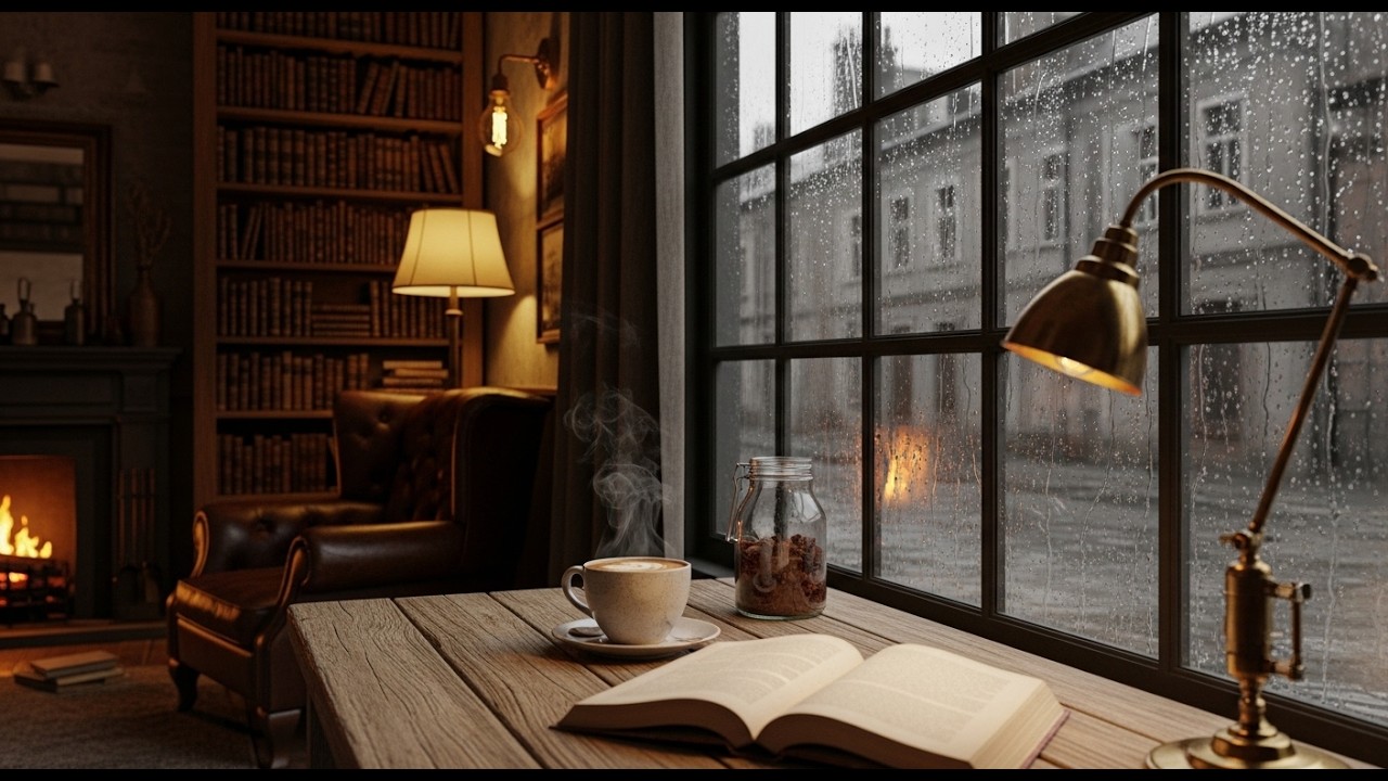 Romantic Winter Jazz at Cozy Coffee Shop 💕❄️ Soft Jazz Music with Cozy Fireplace for Relax & Study