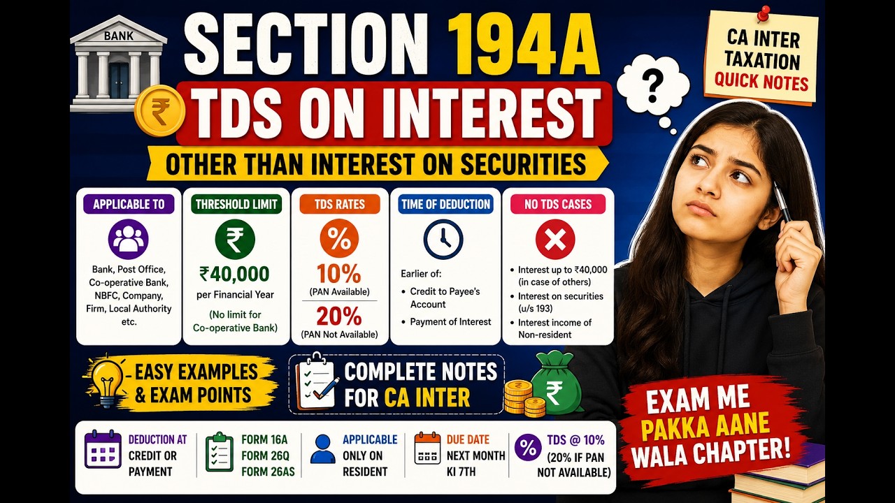 Section 194A in One Shot | TDS on Interest Other Than Securities | CA Inter#caintersep2026 #cainter