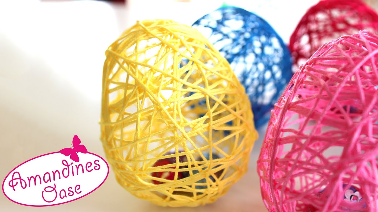 Ostereier aus Wolle / Garn mit Hilfe von Luftballons | DIY Dekoration und Geschenkidee