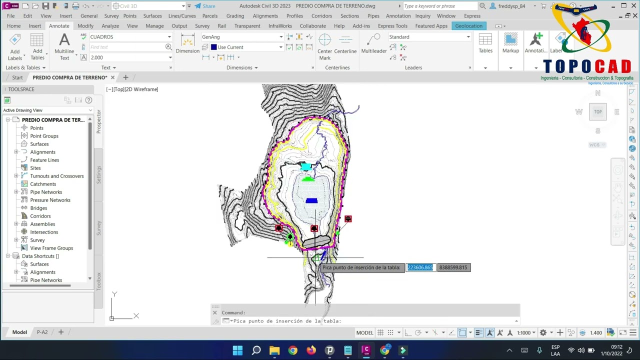 Plano Perimétrico y Memoria Descriptiva de un Predio Rural (AutoCAD Civil 3D 2023)