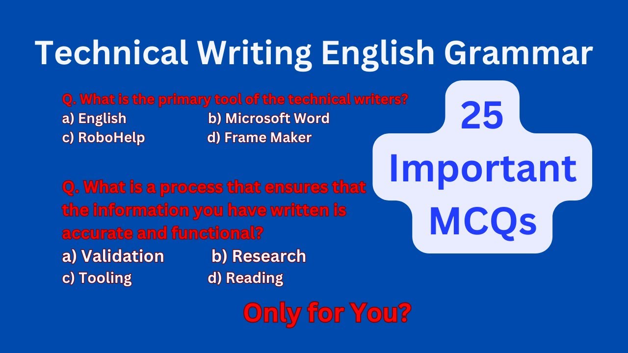 Technical writing mcqs | Technical Writing English Grammar MCQs for Competitive Exams