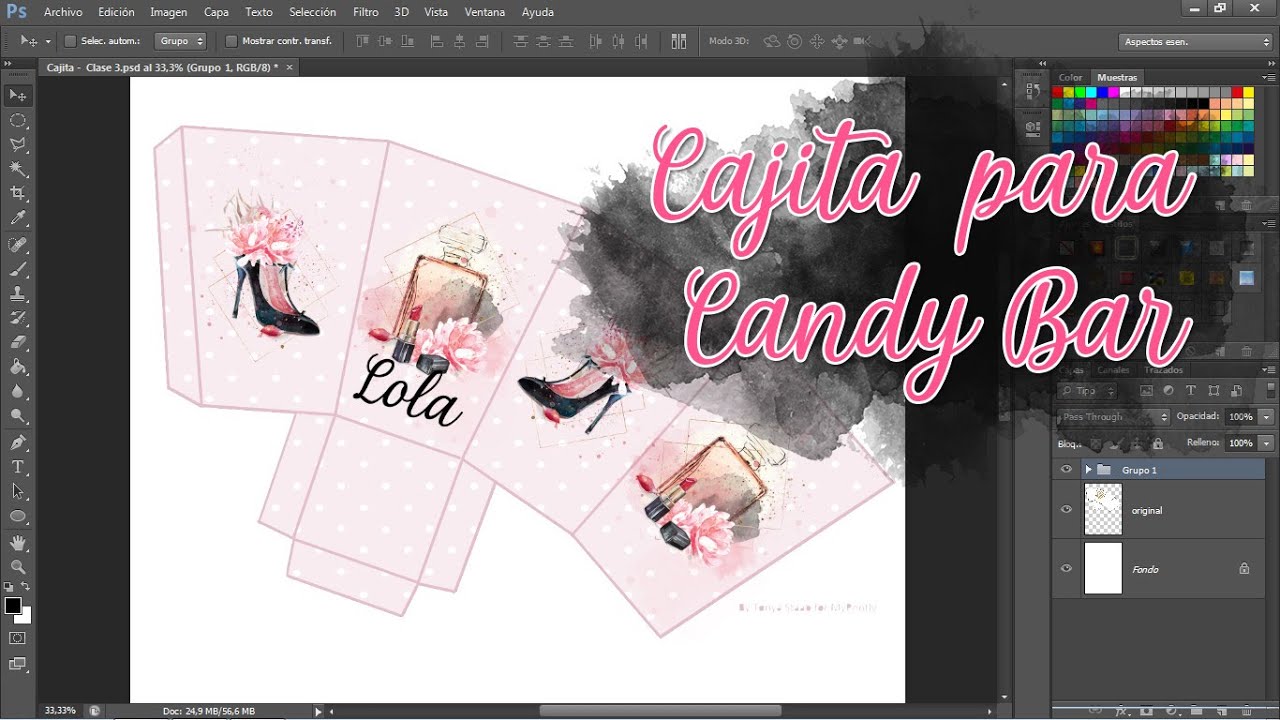 Clase 3 - Como personalizar una cajita para Candy Bar con Photoshop ¡Fácil y rápido!