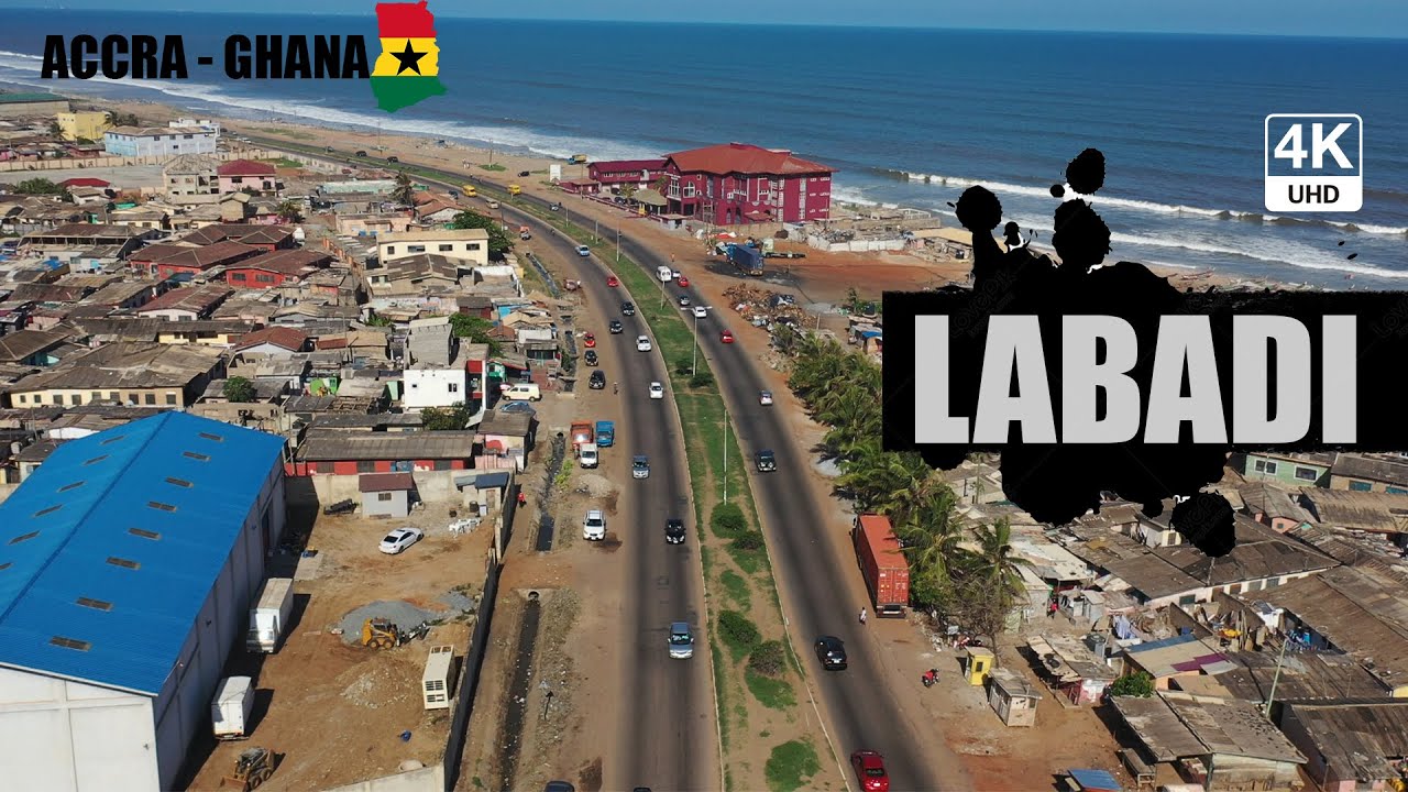 Labadi Aerial View in La Dade Kotopon Accra Ghana 4K