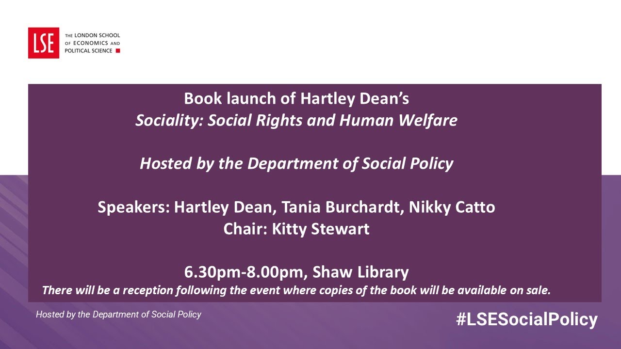 Professor Hartley Dean's Book Launch: Sociality, Social Rights and Human Welfare
