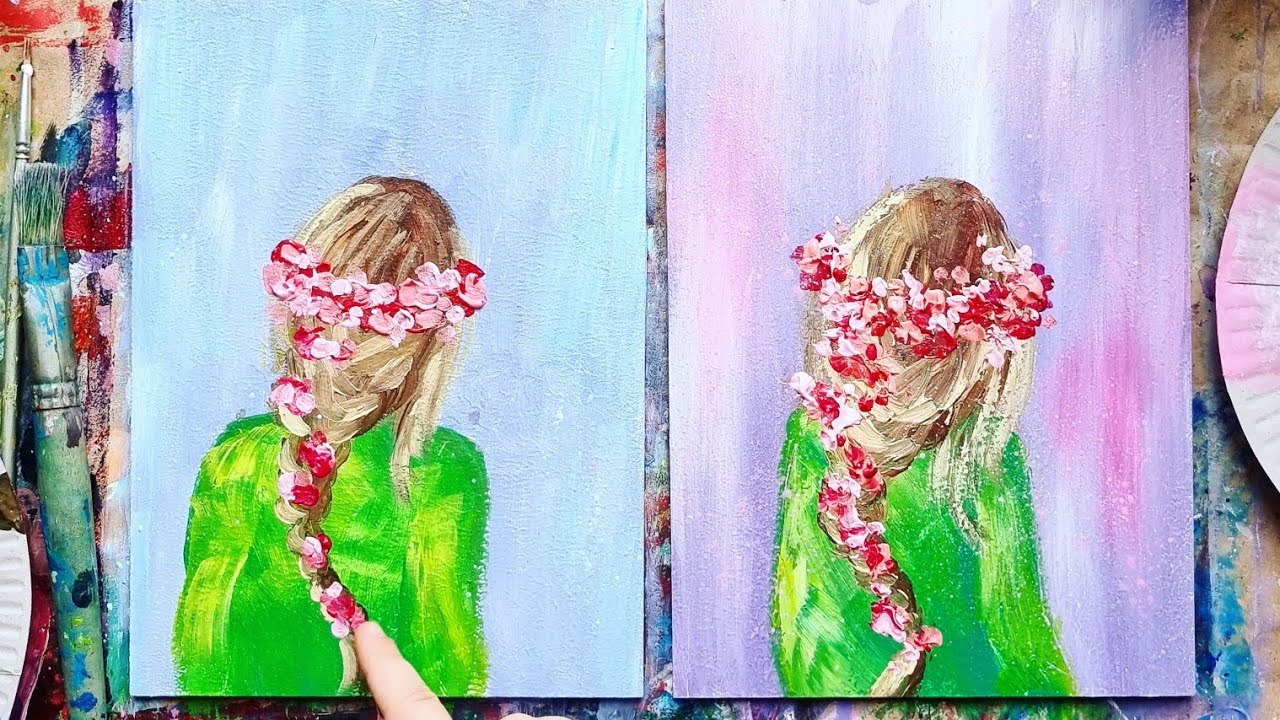 ДЕВУШКА ВЕСНА |Рисуем вместе красками в прямом эфире🌱